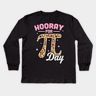 Hooray For Pi Day Pink Leopard Print Kids Long Sleeve T-Shirt